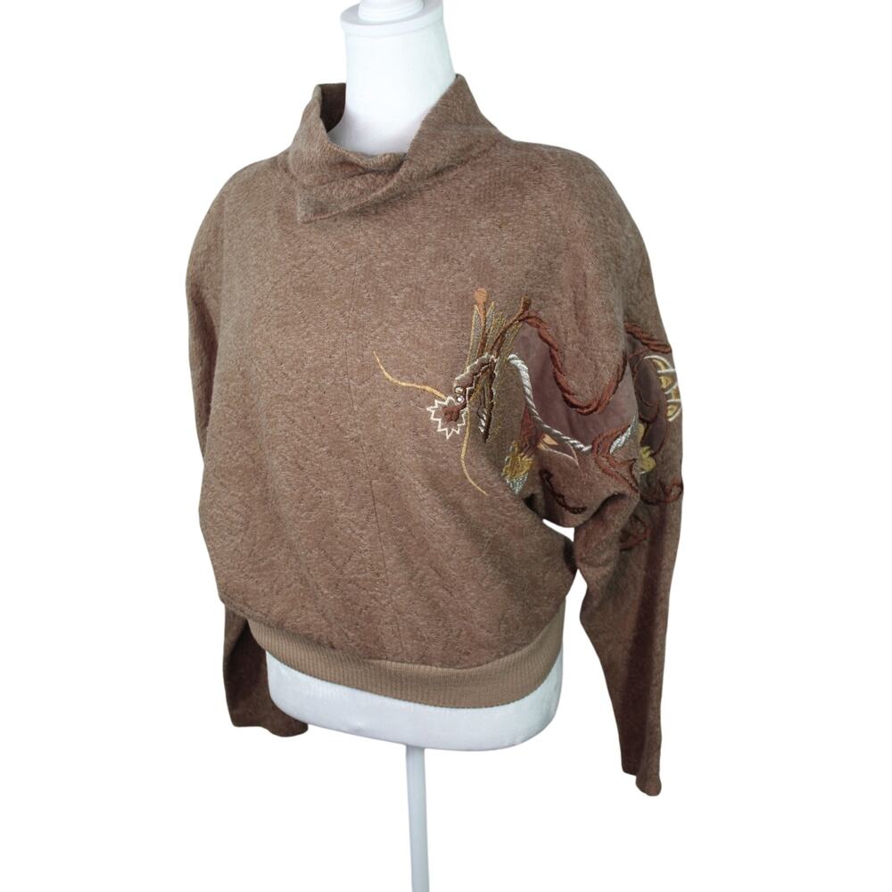 Vintage Kirin Creations Batwing Sweater Embroidered Chinese Dragon Rhinestone M - Picture 2 of 15
